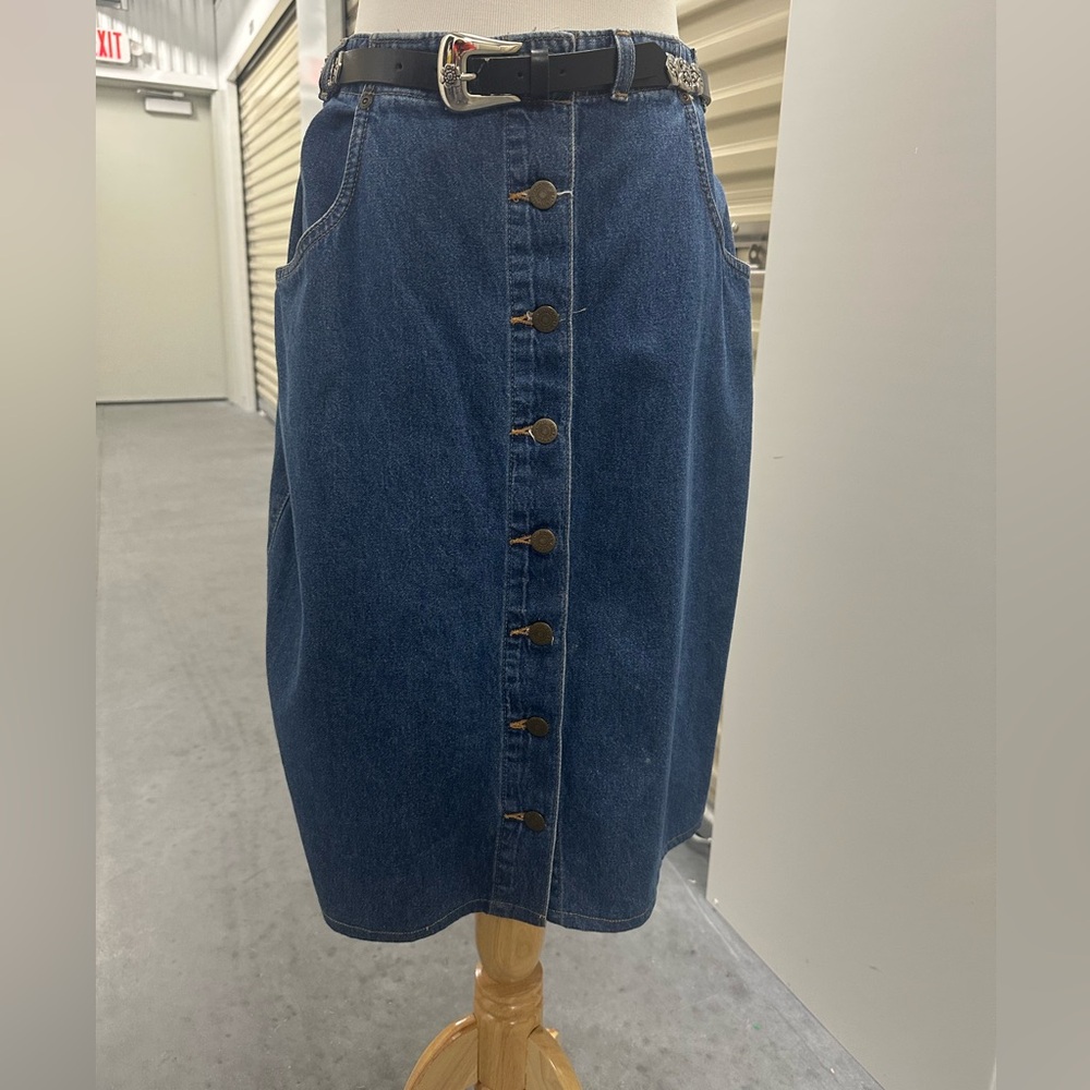 Eddie Bauer Blue Denim Midi Skirt